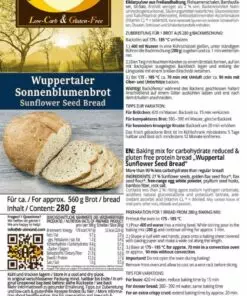 Wuppertaler Sunflower Seed Bread low carb gluten free paleo protein bread mix