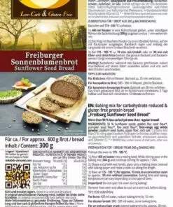 Freiburger Sunflower Seed Bread low carb gluten free paleo protein bread mix
