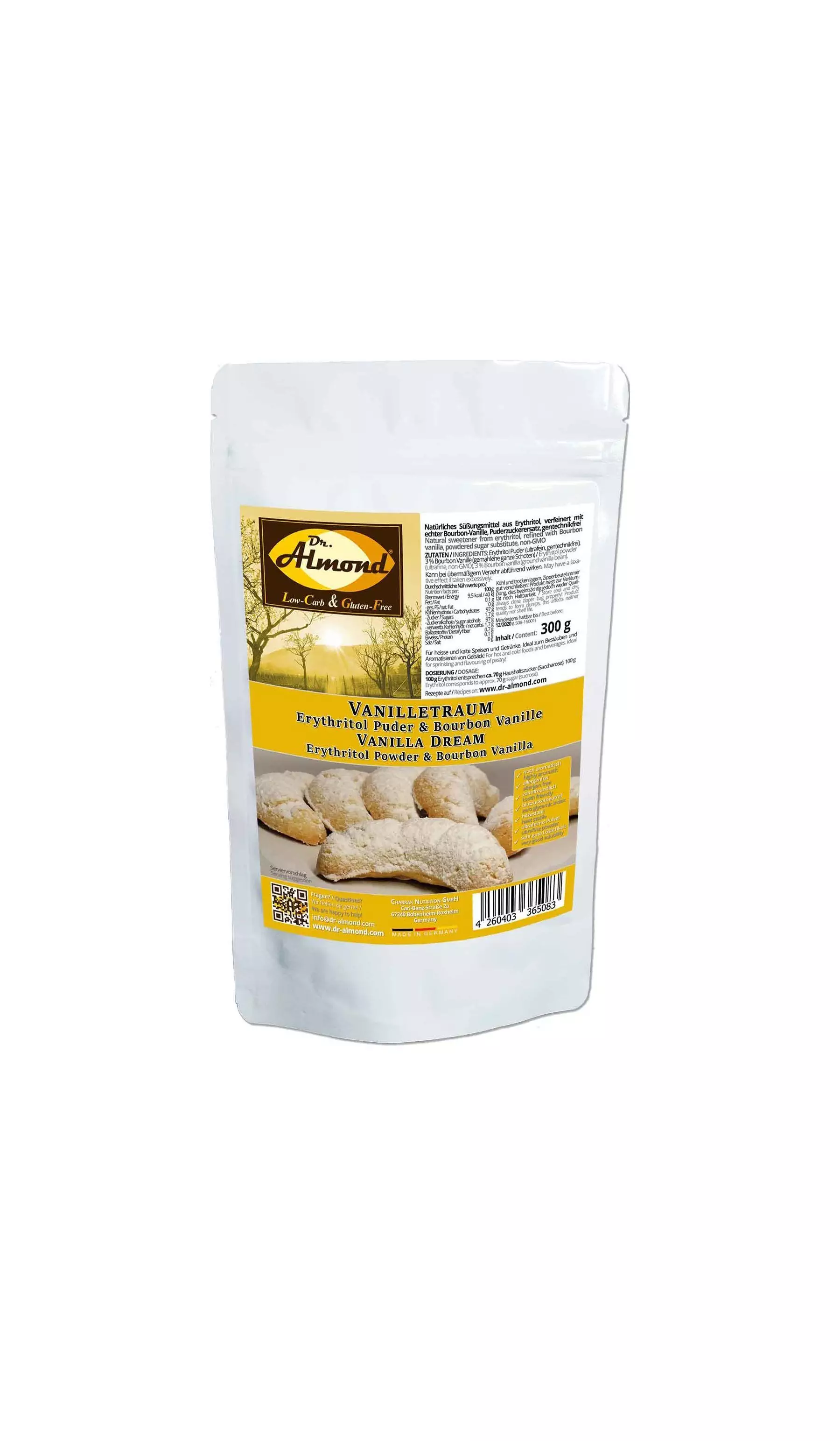 Vanilla Dream Bourbon-Vanilla & Erythritol Natural Vanilla Sugar Subsitute Low Carb 300 g