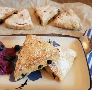 Recipe Blueberry-Lemon Scones with Blueberry Cream Cheese low-carb gluten-free keto