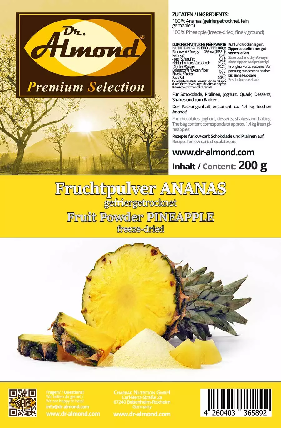 PINEAPPLE freeze-dried fruit powder 200 g - 100 % fruit | for chocolate, desserts, shakes and fluff - Image 3