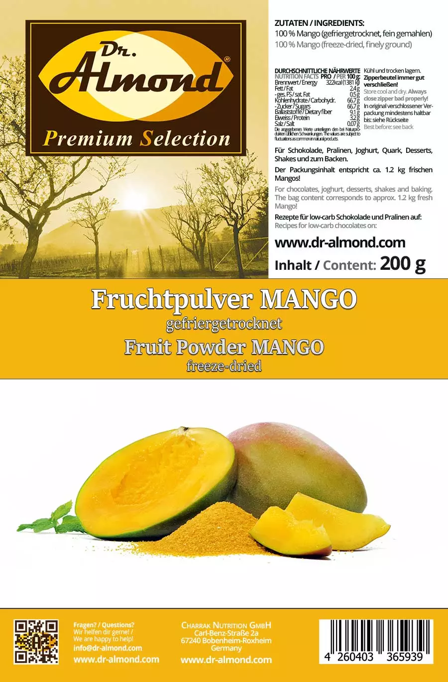 MANGO freeze-dried fruit powder 200 g - 100 % fruit | for chocolate, desserts, shakes and fluff - Image 3