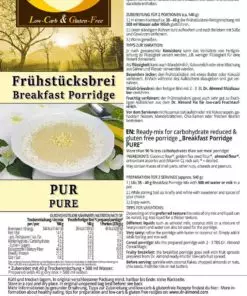 Breakfast porridge low carb glutenfree vegan PUR 400 g
