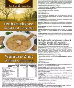 Breakfast porridge low carb glutenfree vegan WALNUT CINNAMON 400 g
